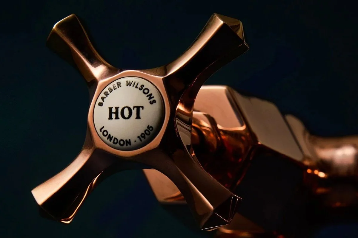 Barber Wilsons Art Deco Mastercraft brassware faucets at Heritage Home Supply Chicag