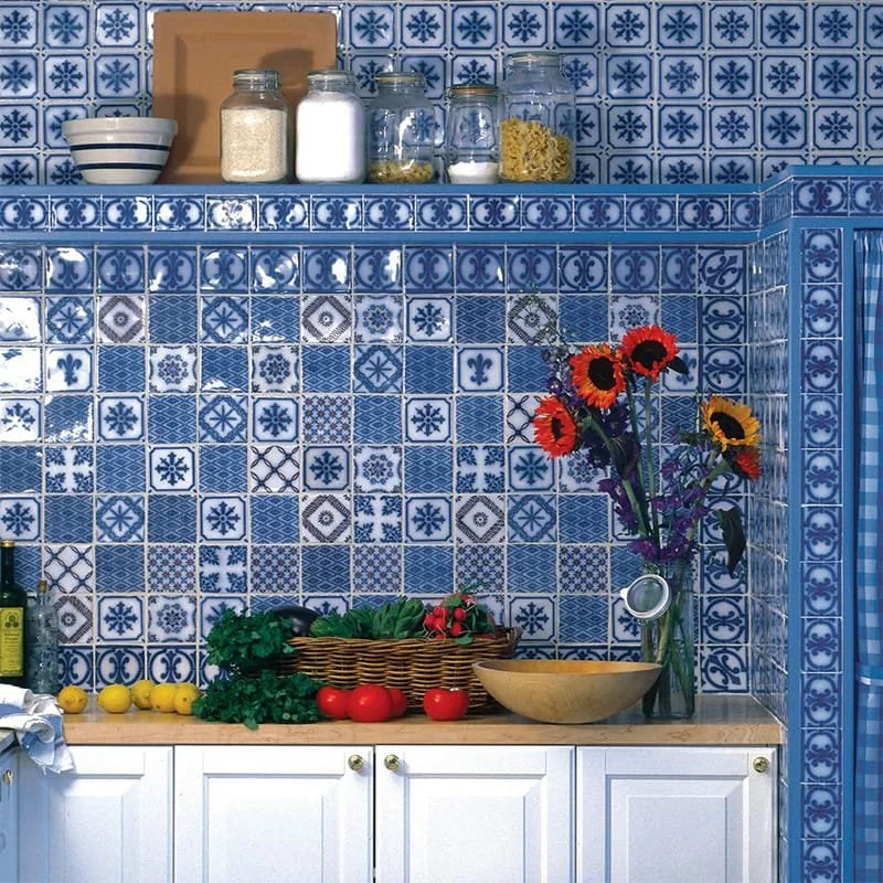 Country Floors Delft hand painted ceramic tile kitchen Chicago