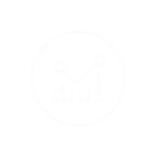 Icon of a rising bar graph with an upward arrow inside a circle, symbolizing growth or progress.