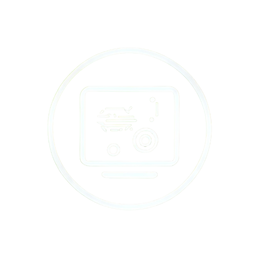 Icon of a digital music player or playlist with a play button, a plus sign, and a circular control in a white outline on a black background.