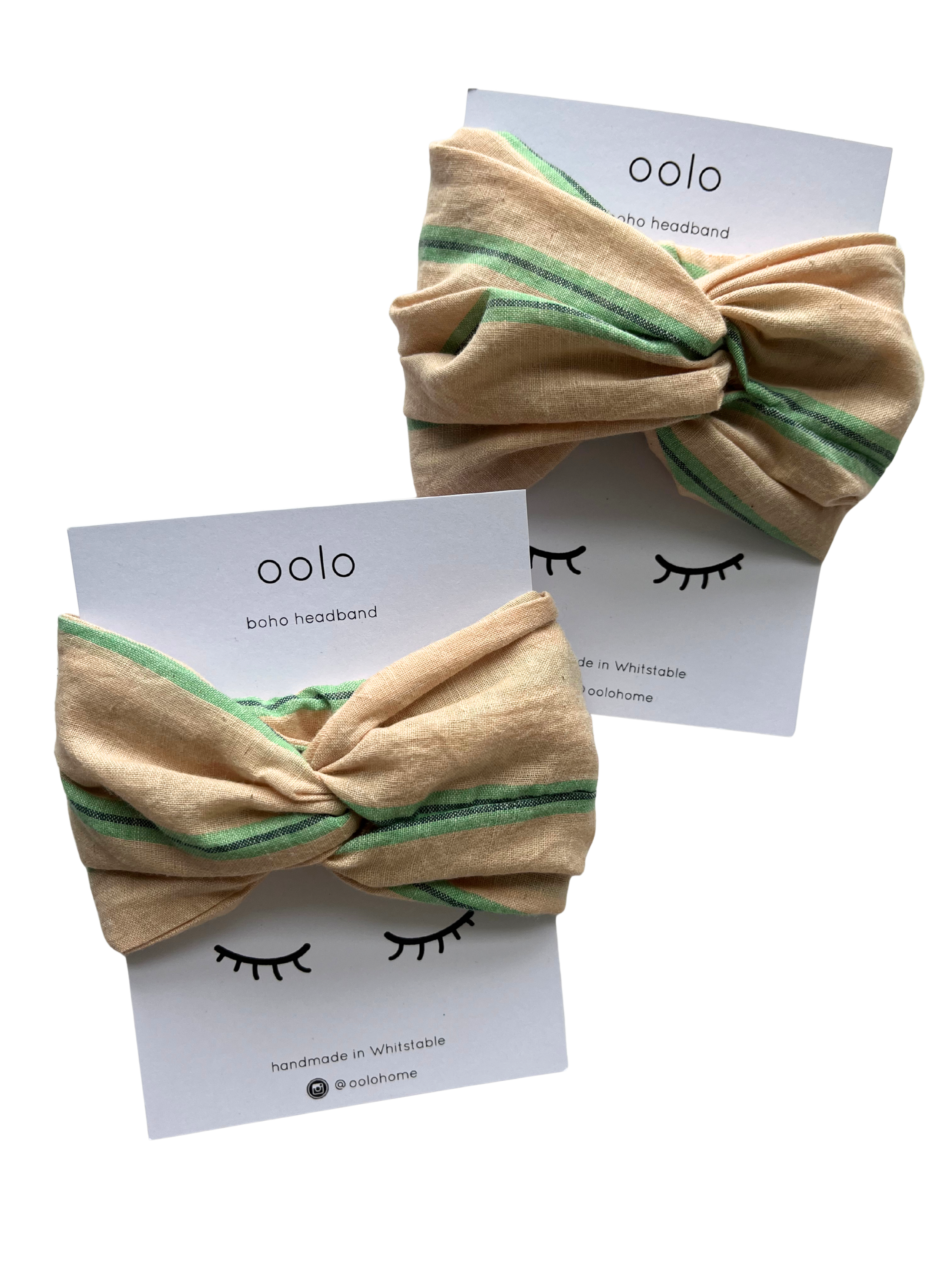 green stripe boho hairband