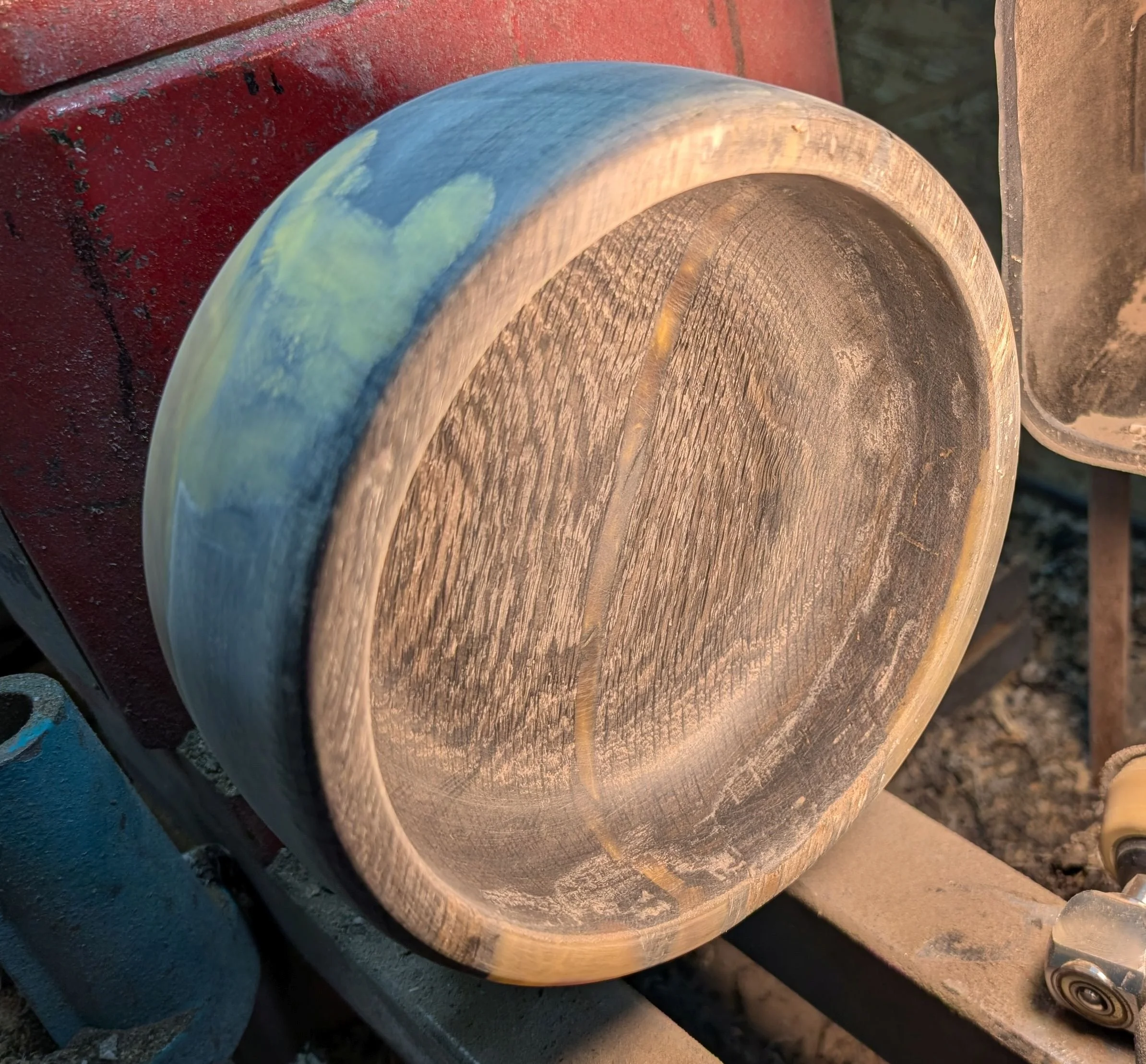 Partly sanded after all the turning is complete