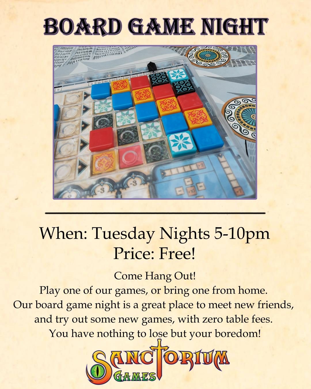 Tuesday: Board Game Night 