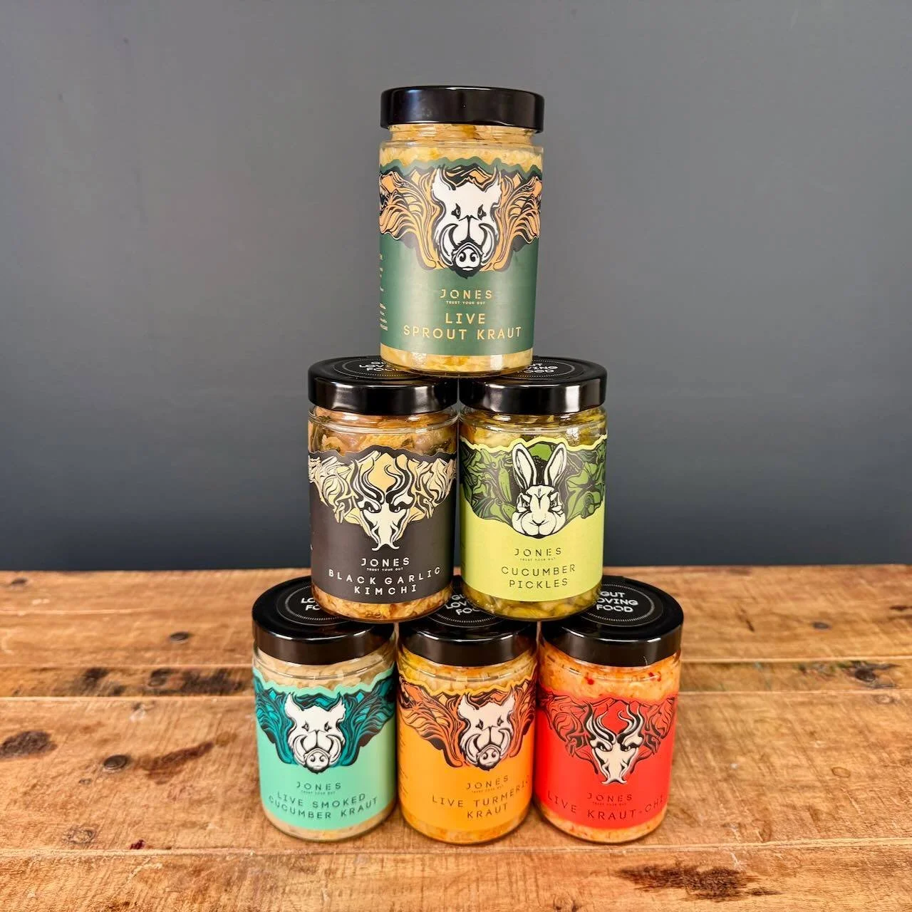 Proper fermentation, made locally. 🥬

This is Jones,  a local producer specialising in live, naturally fermented vegetables, made the traditional way: slow fermentation, real ingredients, no shortcuts.
Everything in these jars is raw and unpasteuris