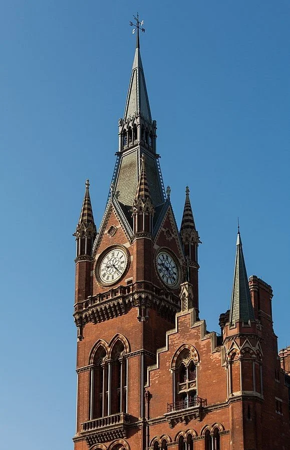 St Pancras clock tower from King's Cross station