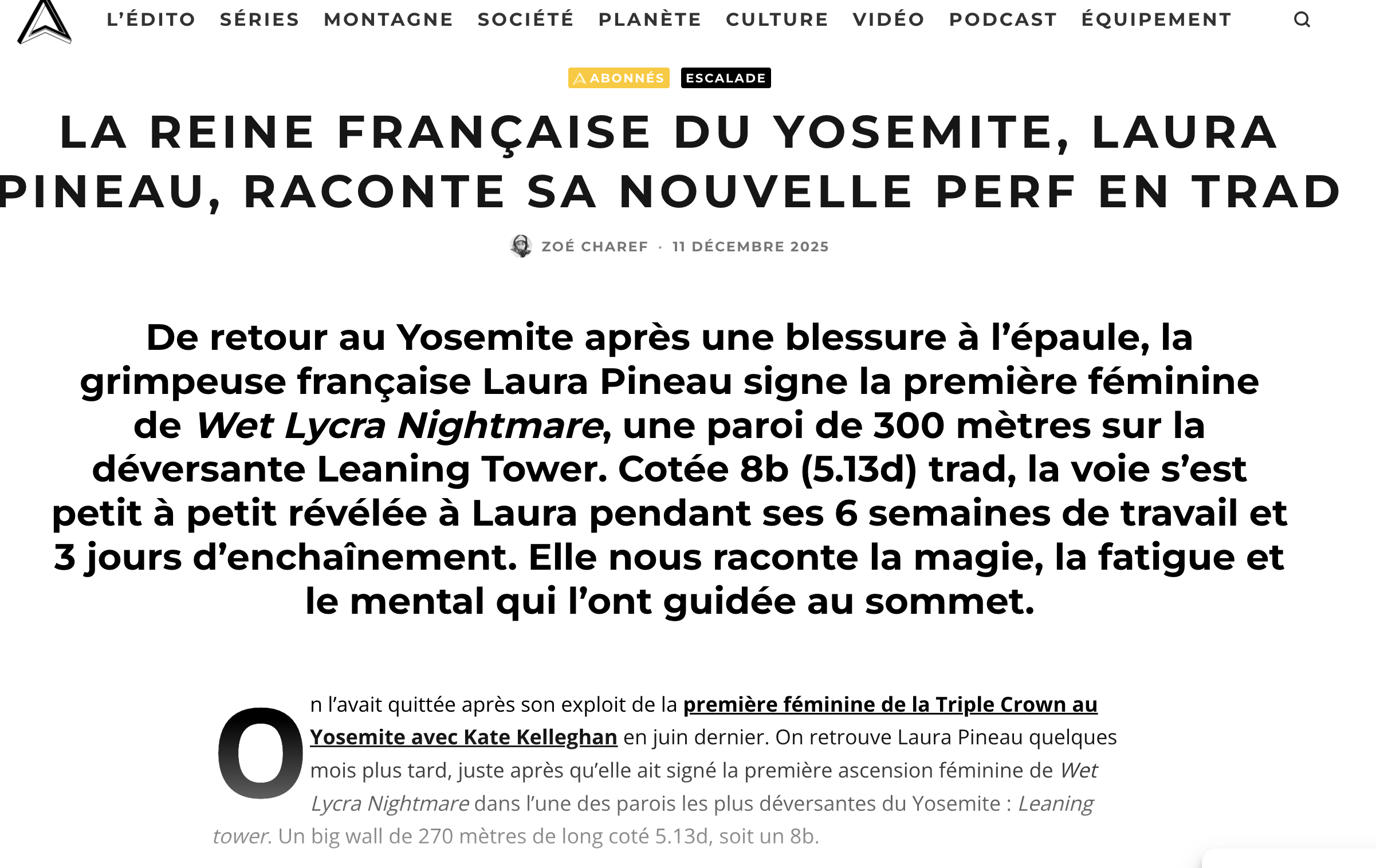 Rock climbing scene with a rugged mountain peak against a clear blue sky.