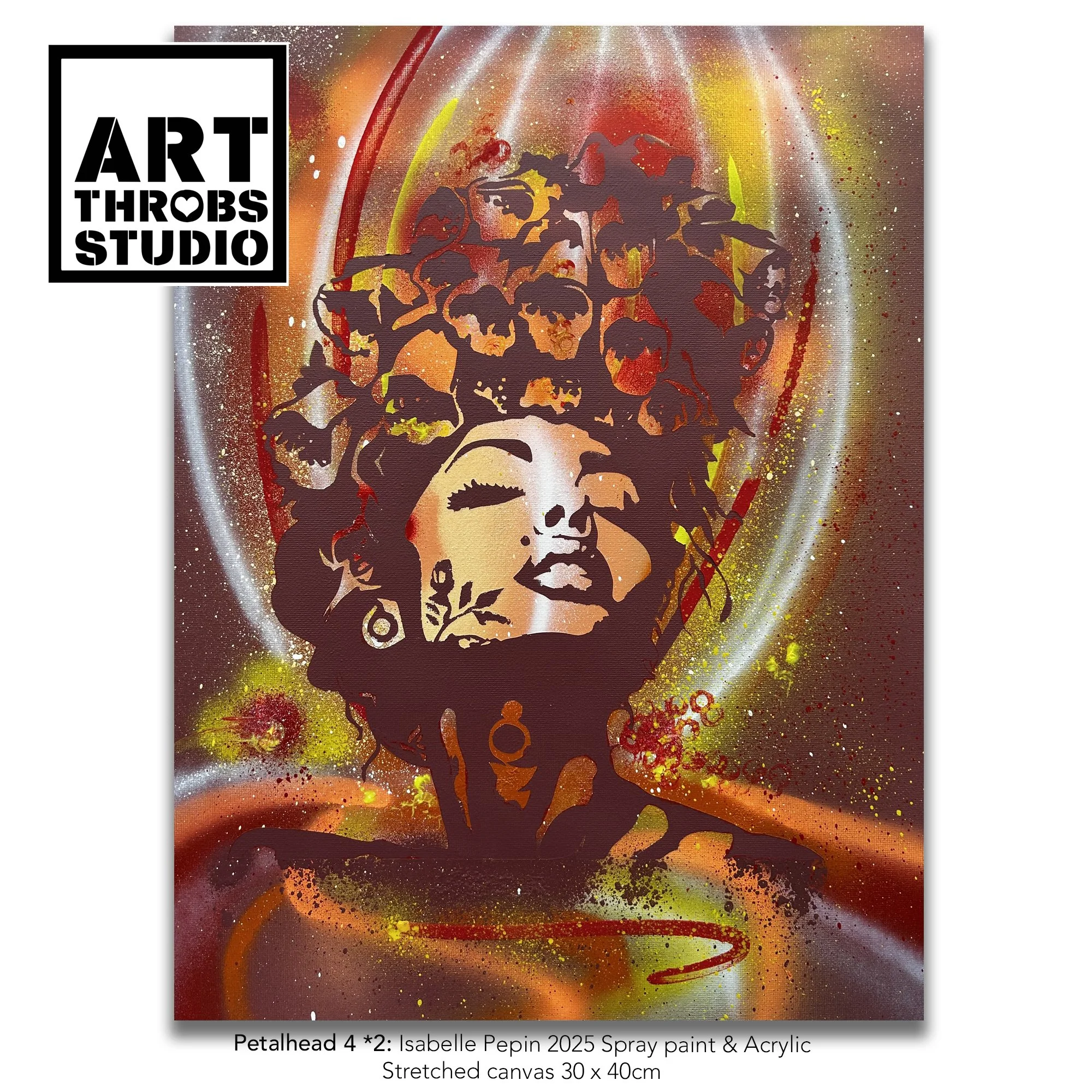 Petalhead *4 #4 Spray Paint & Acrylic on Canvas by Isabelle Pepin