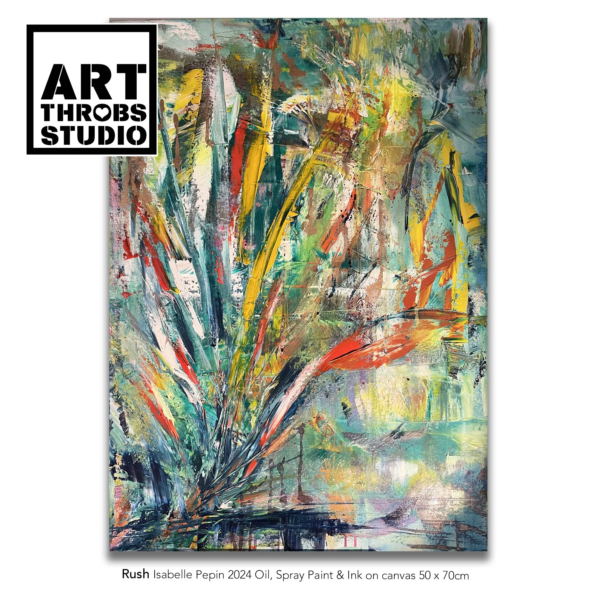 Rush 2024 Oil, Spray Paint & Ink on Canvas by Isabelle Pepin