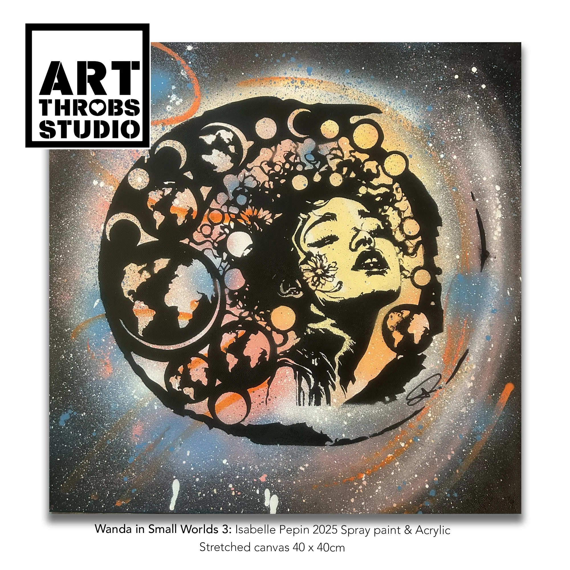 Wanda in Small Worlds #3 2025 Spray Paint & Acrylic on Canvas by Isabelle Pepin