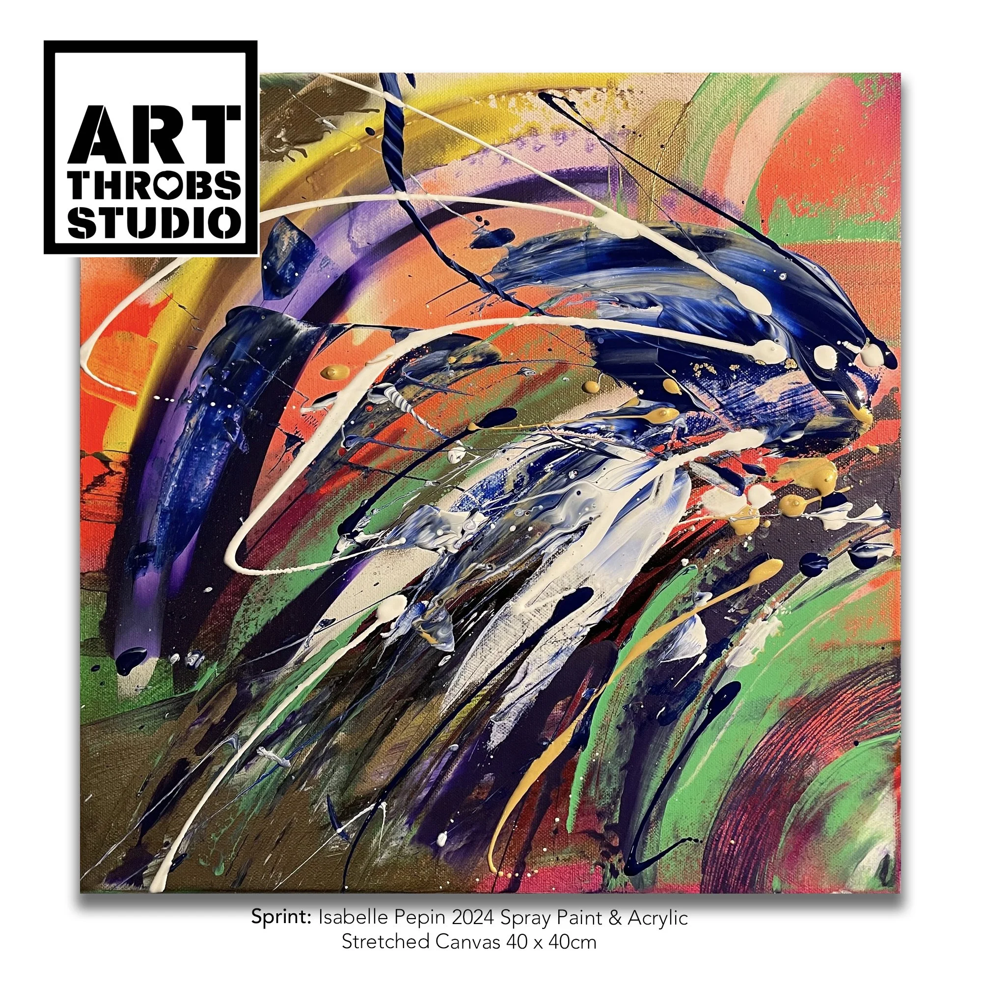 Sprint 2024 Acrylic, Spray Paint & Ink on Canvas by Isabelle Pepin