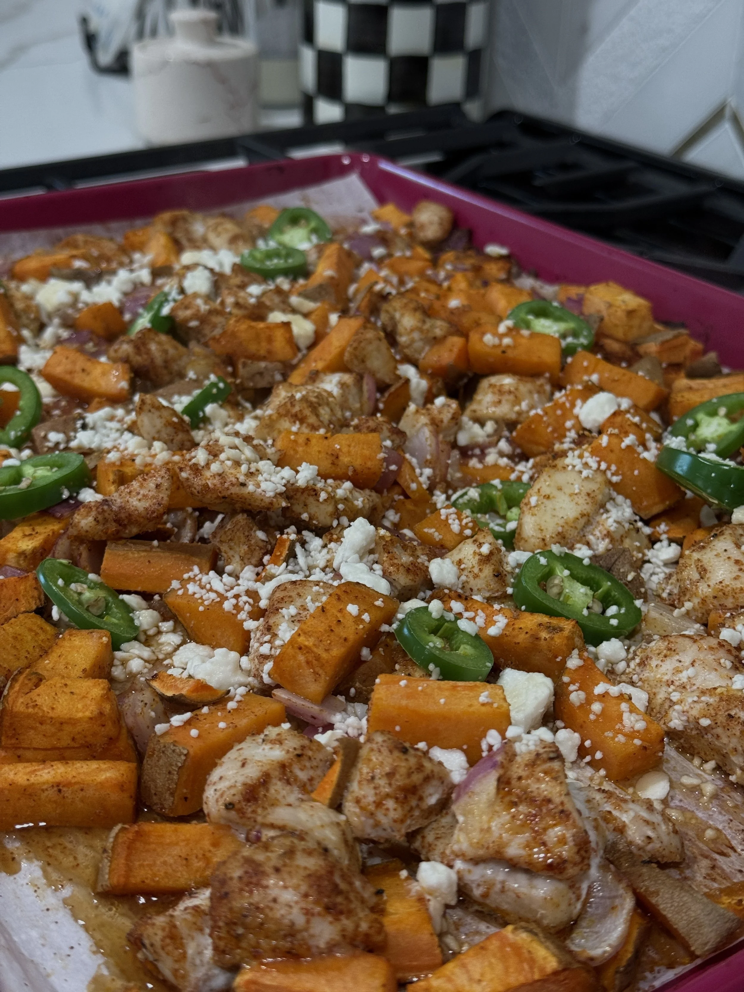 hot honey chicken sheet pan