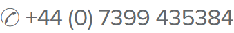 A phone number displayed as +44 (0) 7399 435384