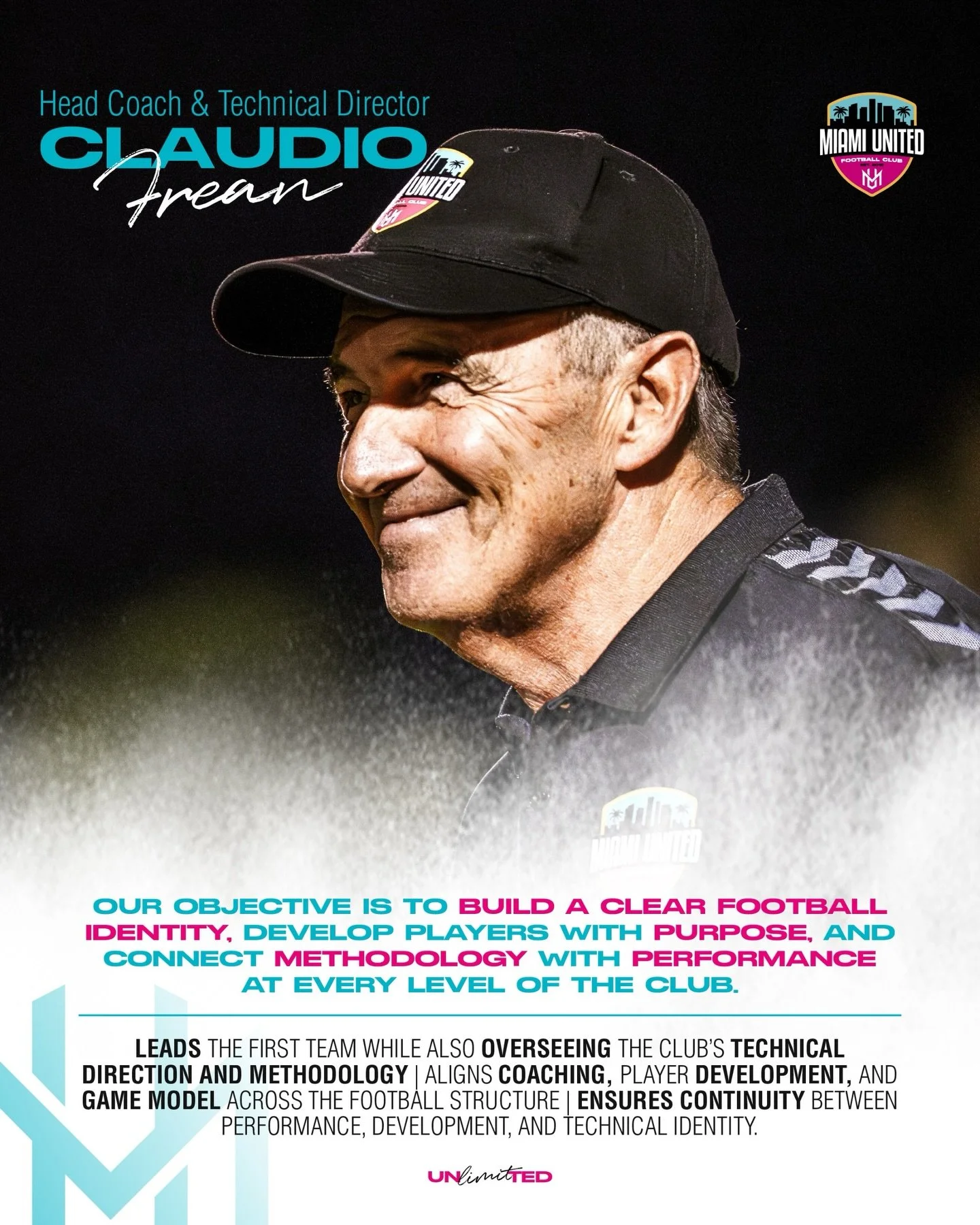 Claudio Frean leads Miami United FC as Head Coach and Technical Director, playing a central role in defining the club&rsquo;s football identity and technical model.

His responsibilities include overseeing methodology and performance standards, guidi