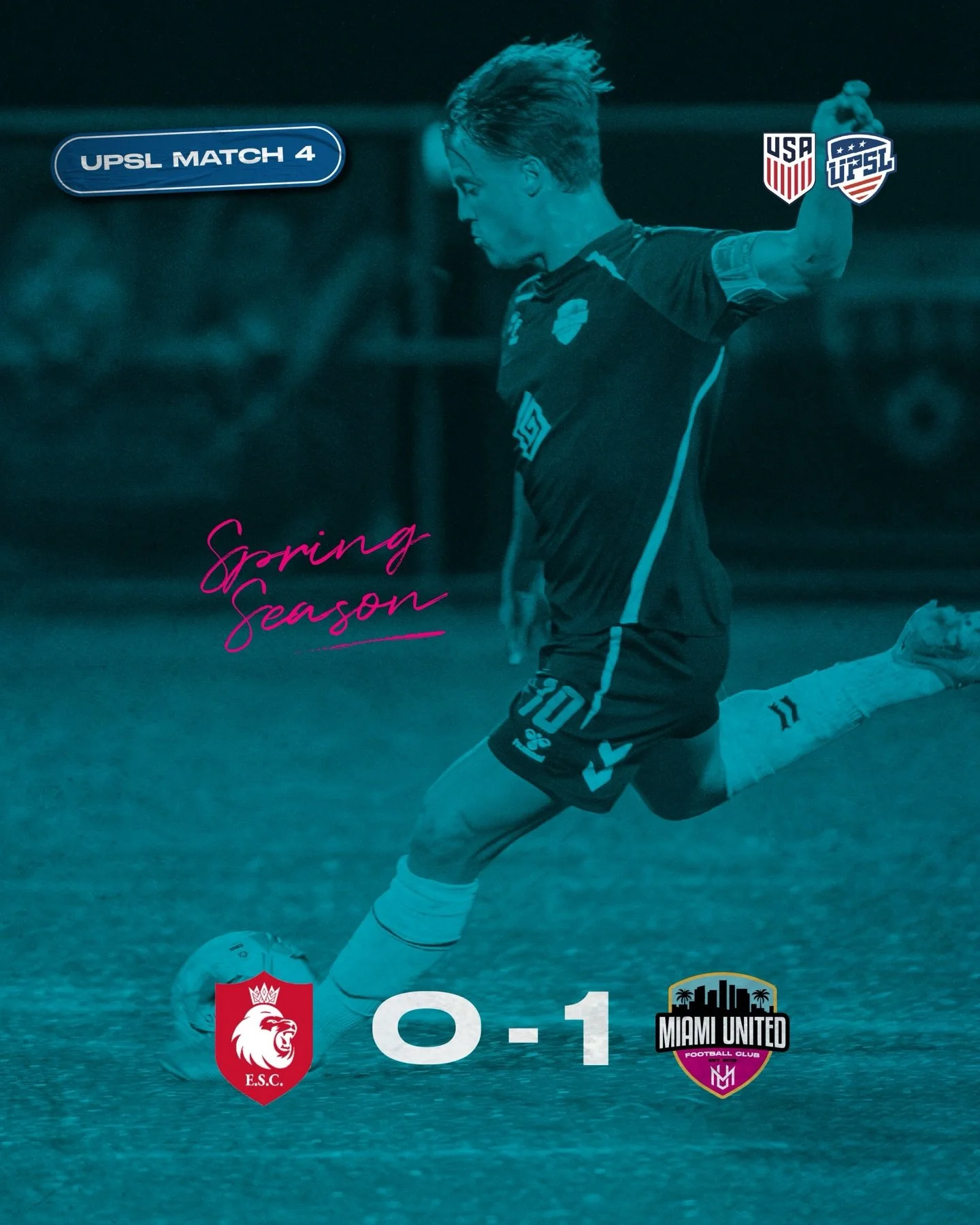 ⚽🔥 UPSL Spring 2026 &ndash; Matchday 4

Empire SC 0
Miami United FC 1

🩷Very important and well-deserved victory for Miami United against league leaders Empire SC.

Miami United controlled the match from start to finish, creating several great chan