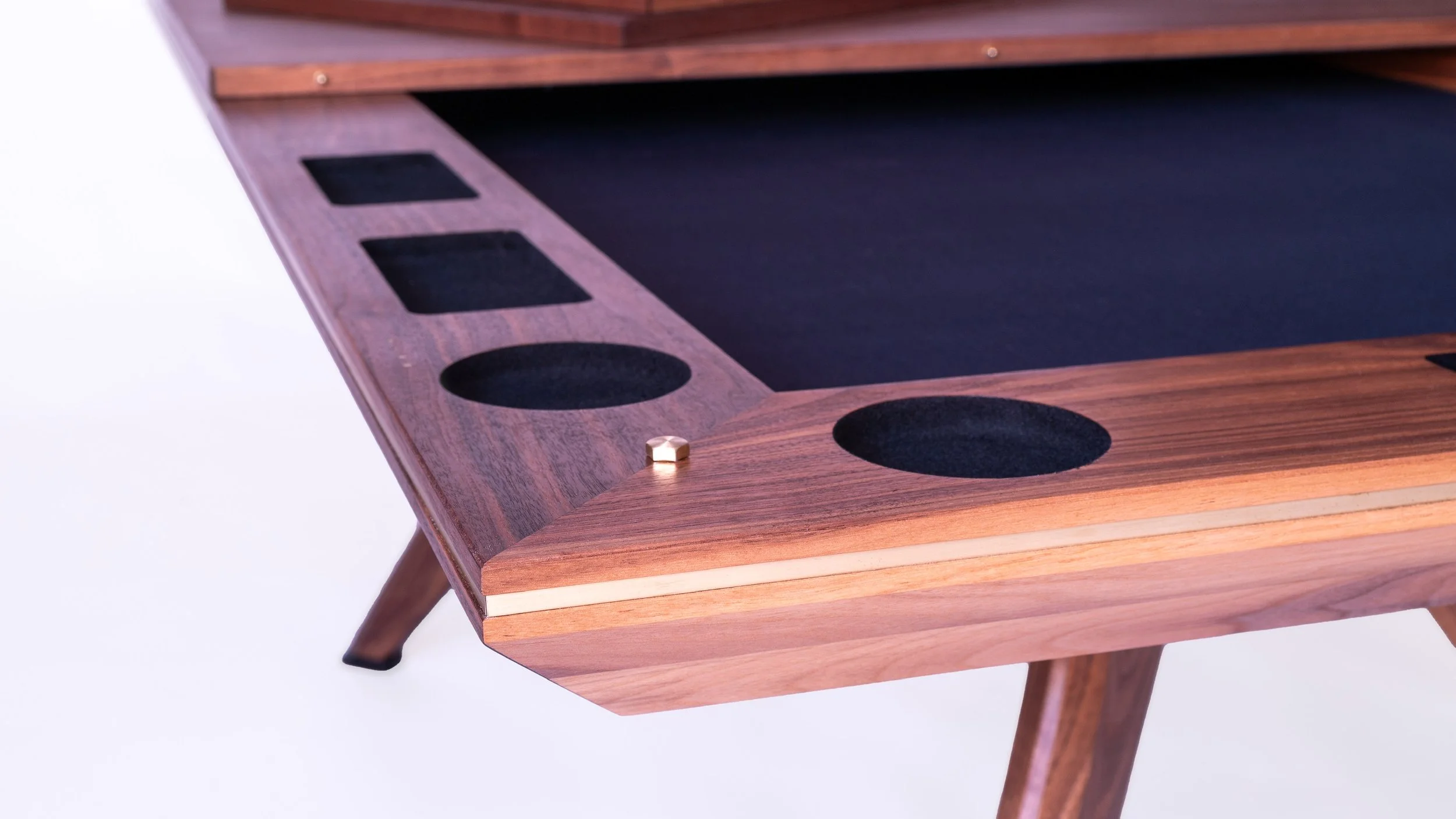 Brass details are carried throughout