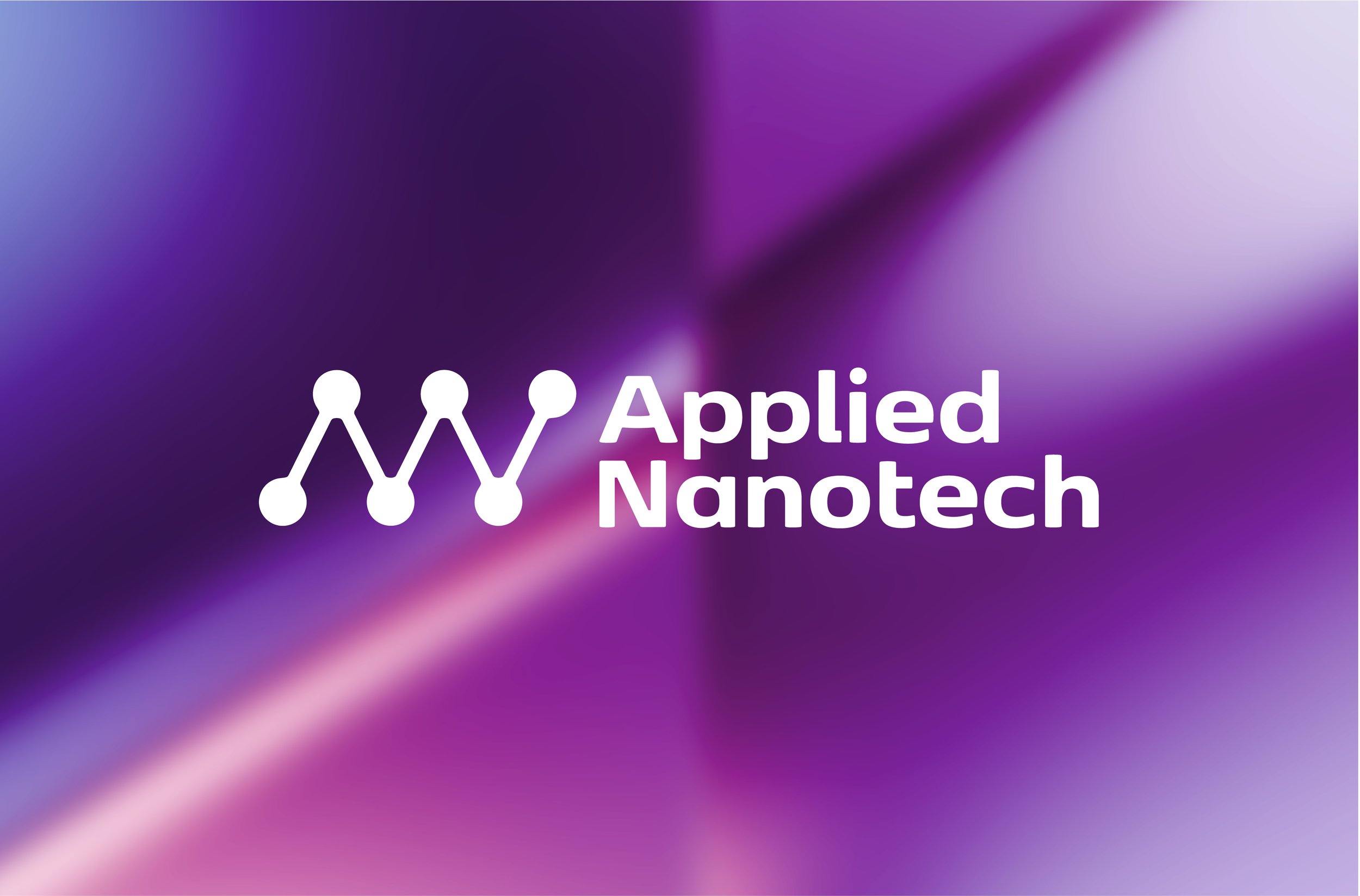 Logo of Applied Nanotech with a purple abstract background.