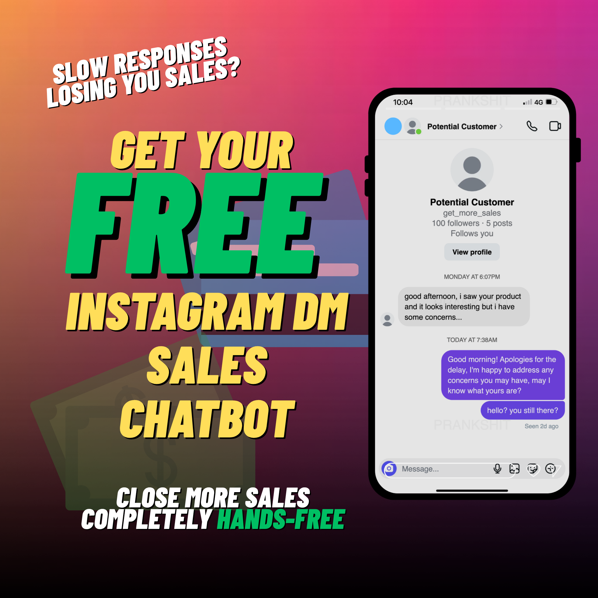 FREE Instagram DM Sale Coupon Closer Bot