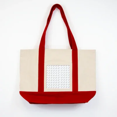 Red Self Finishing Large Canvas Tote