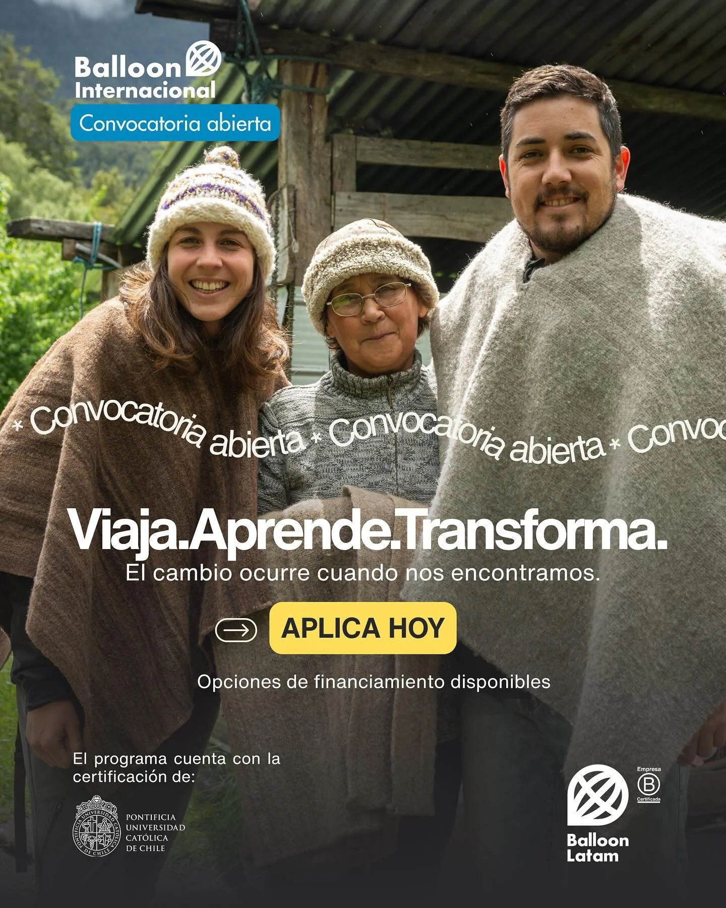 🌎 &iquest;Te animas a vivir una experiencia transformadora?

Ser parte de Balloon Internacional 2026 es mucho m&aacute;s que un viaje: es aprender haciendo, conectar con comunidades rurales de Chile y descubrir c&oacute;mo el encuentro con otras per