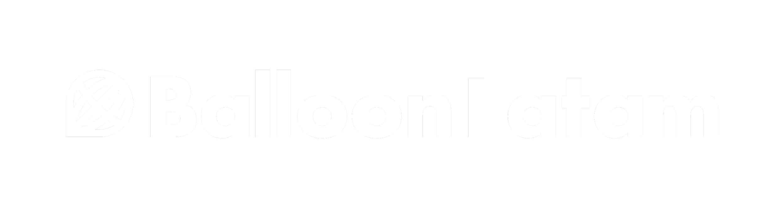 Logotipo de BalloonLam con icono de globo aerostático y texto en blanco sobre fondo negro