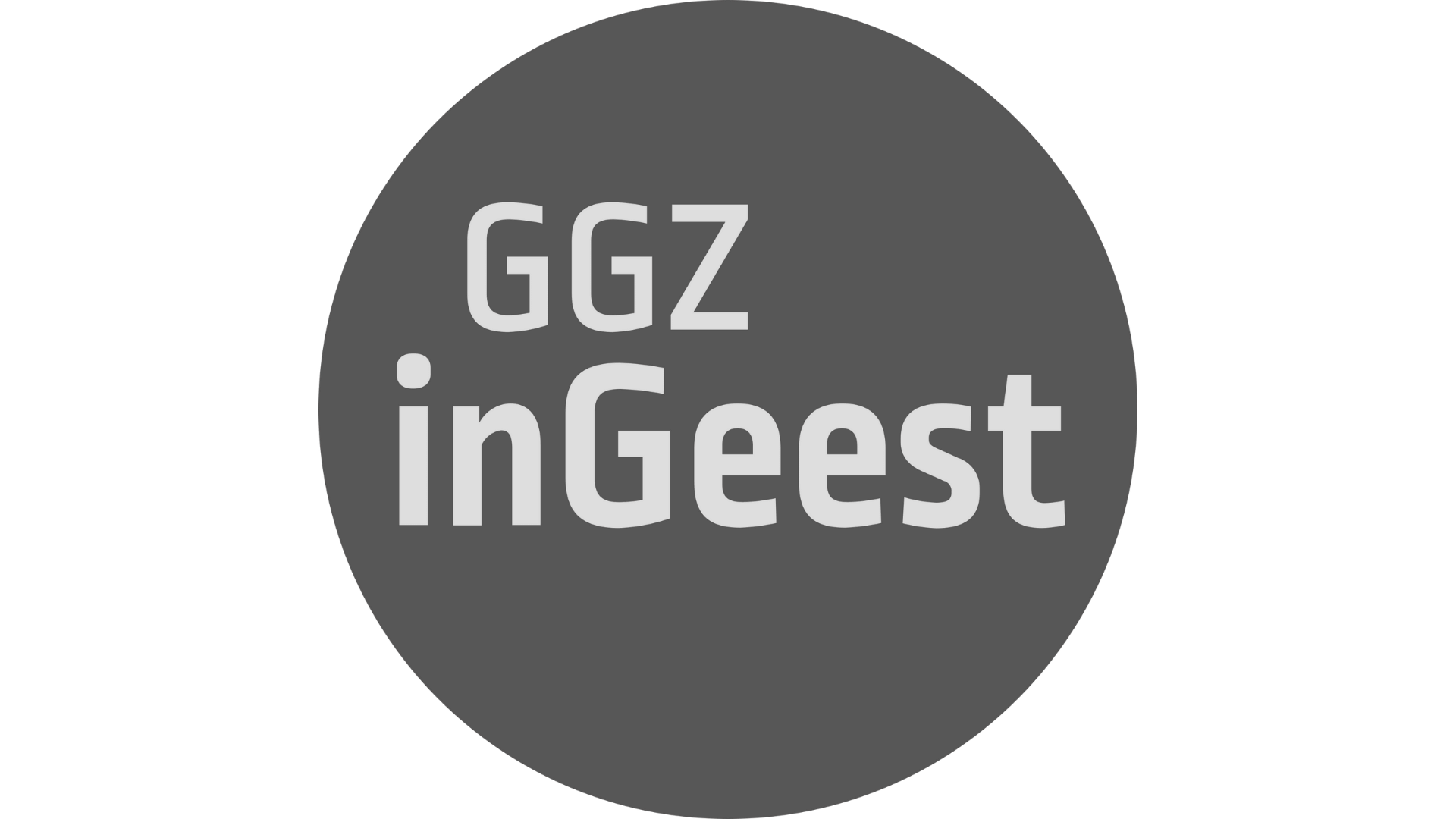 Een grijze cirkel met de tekst 'GGZ inGeest' in witte letters.