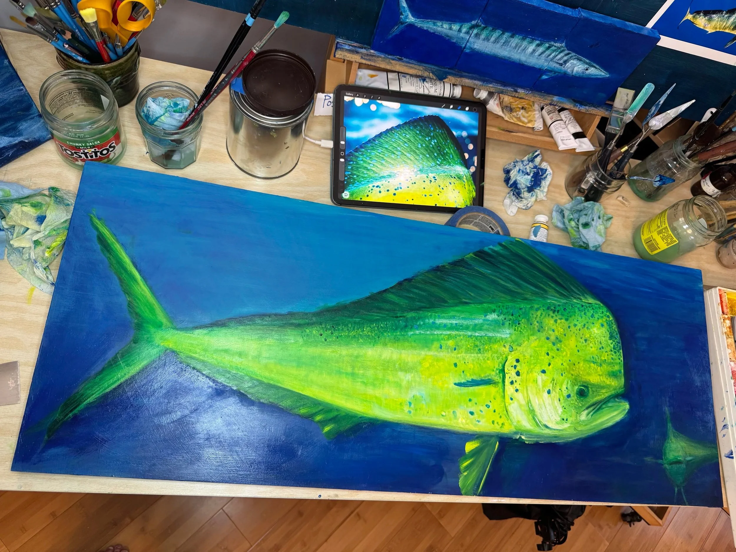 Studio shot of a commission in progress.