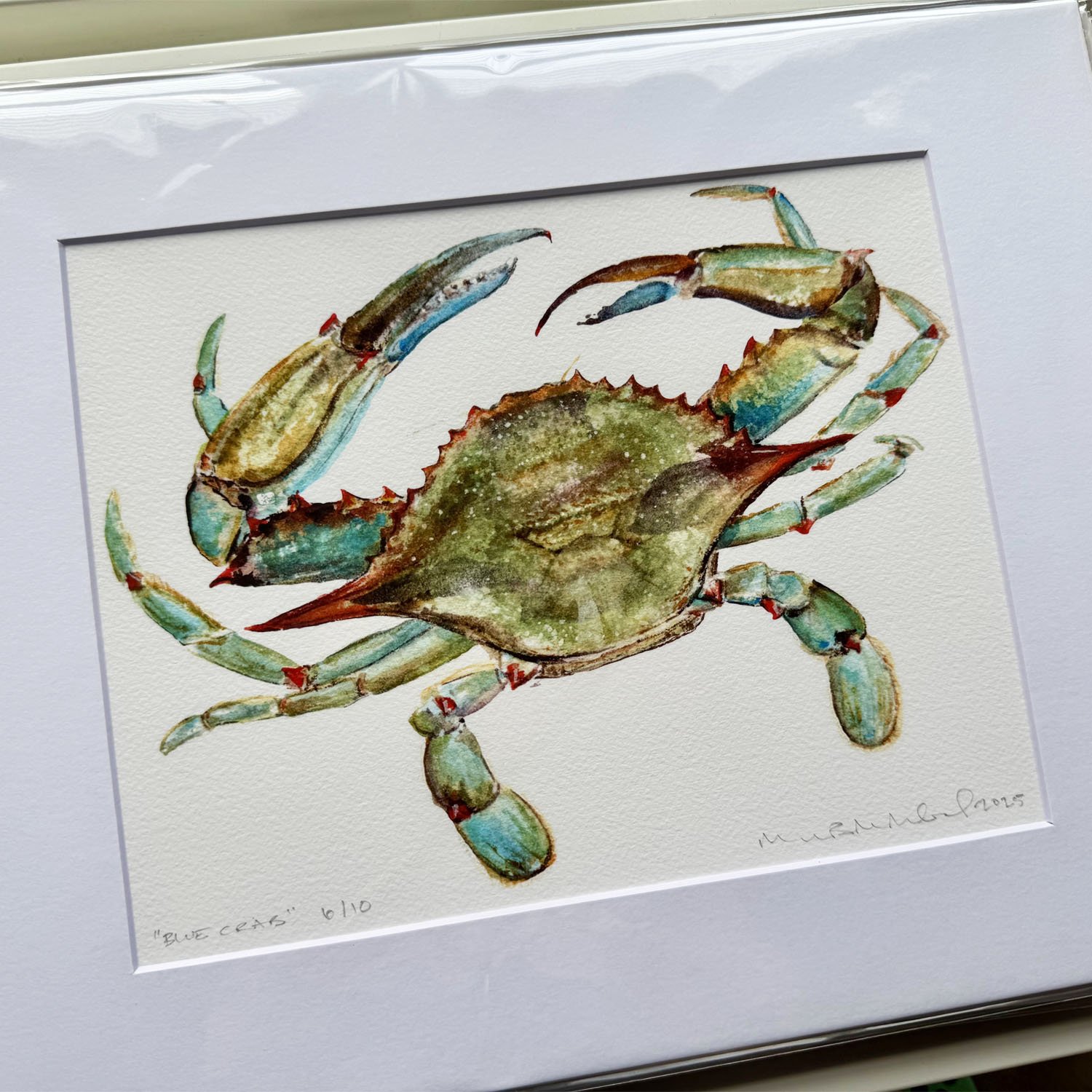signed, numbered & matted limited edition giclée prints of iconic Maryland Blue Crab