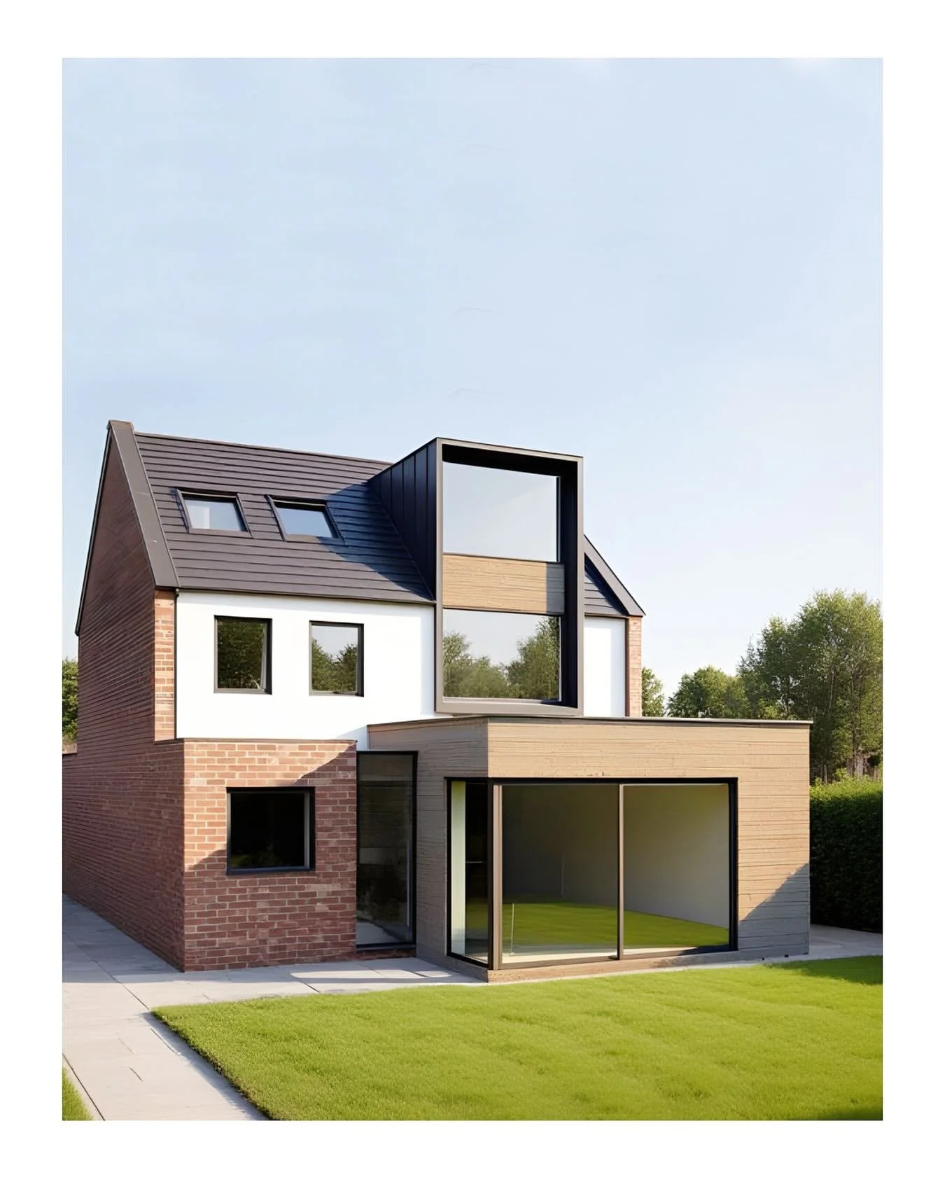 An external render showing the proposed rear extension and loft conversion at Rock House.

#render #architecturerender #airender #houseextension #modernhouse #architecture #wirralarchitect #cheshirearchitect