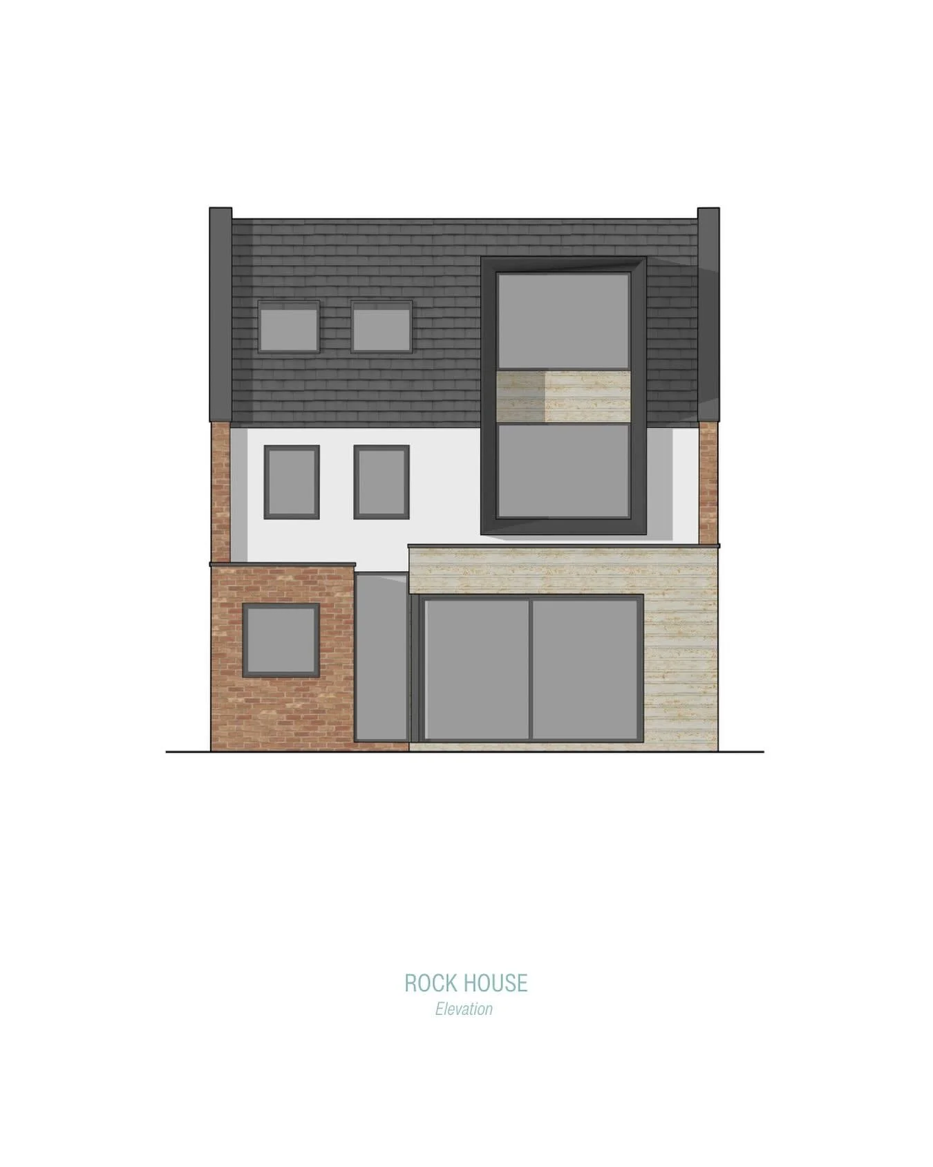 Proposed rear elevation for Rock House, a proposed extension and renovation project comprised of single storey front and rear extensions, and a loft conversion with a rear dormer window. 

#houseextension #renovation #elevation #dormerwindow #wirrala