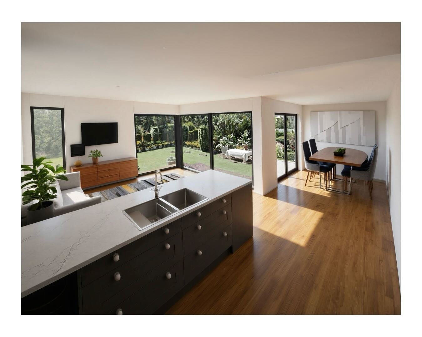 Internal render of Green House, showing the proposed open plan kitchen, living and dining room.

#houseextension #internalrender #architect #cheshirearchitects #wirralarchitects