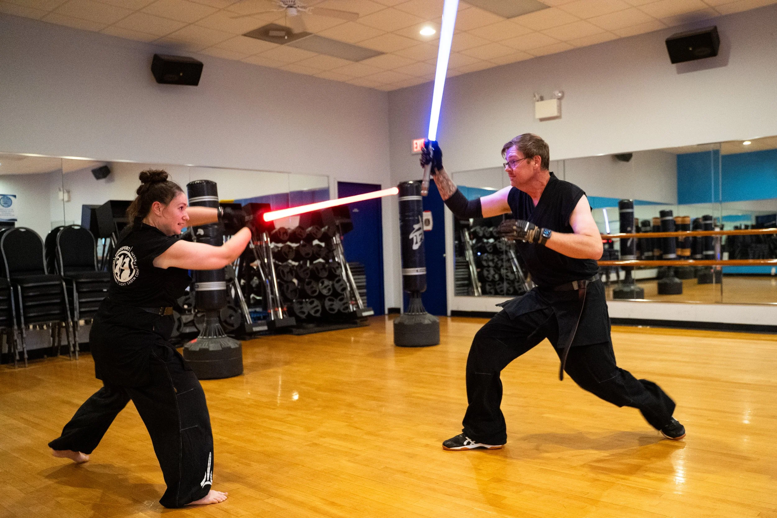 Students Embeth Grey, left, and Jeremiah Goldovitz, right, practice at a LudoSport practice at the Cherry Hill Health and Racquet Club in Cherry Hill, New Jersey on Thursday, May 14, 2026. (NJ.com)