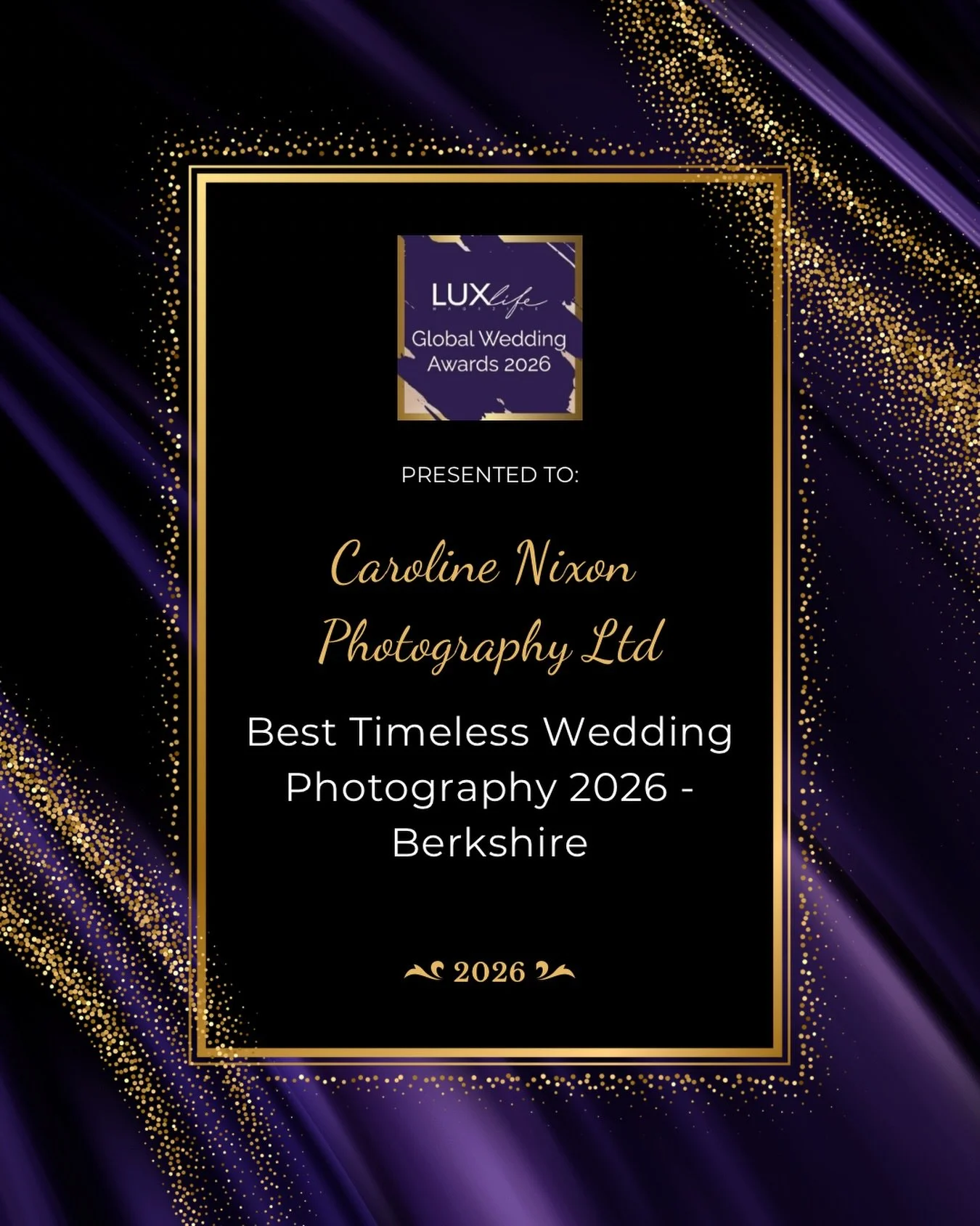 Still can&rsquo;t quite believe this 🤍
So happy to share that I&rsquo;ve been awarded Best Timeless Wedding Photography 2026 &ndash; Berkshire at the LUXlife Global Wedding Awards.

I genuinely just love what I do, so having that recognised means a 