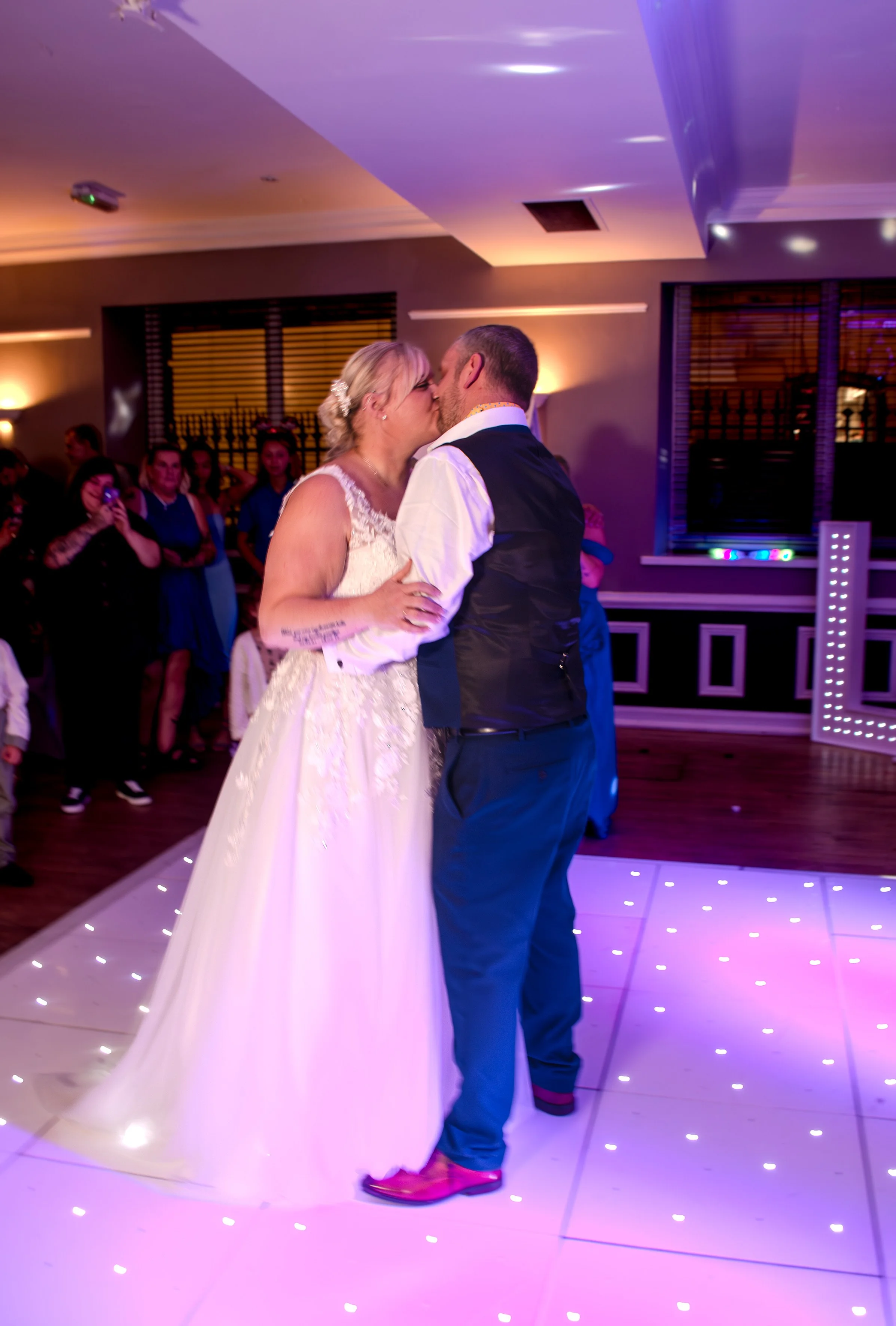 Bride and Groom dancing first dance at The Victoria Hotel Bradford