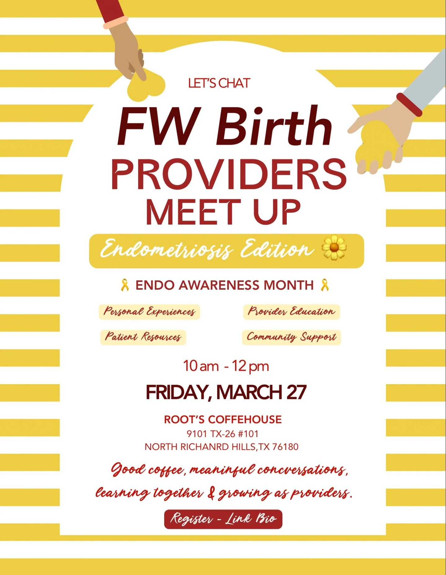 🌼 It&rsquo;s that time again, FW Birth Providers!

This month we&rsquo;re talking about something close to many of our hearts, Endometriosis. 

Join us for an open, honest conversation about personal experiences, resources for our patients, provider