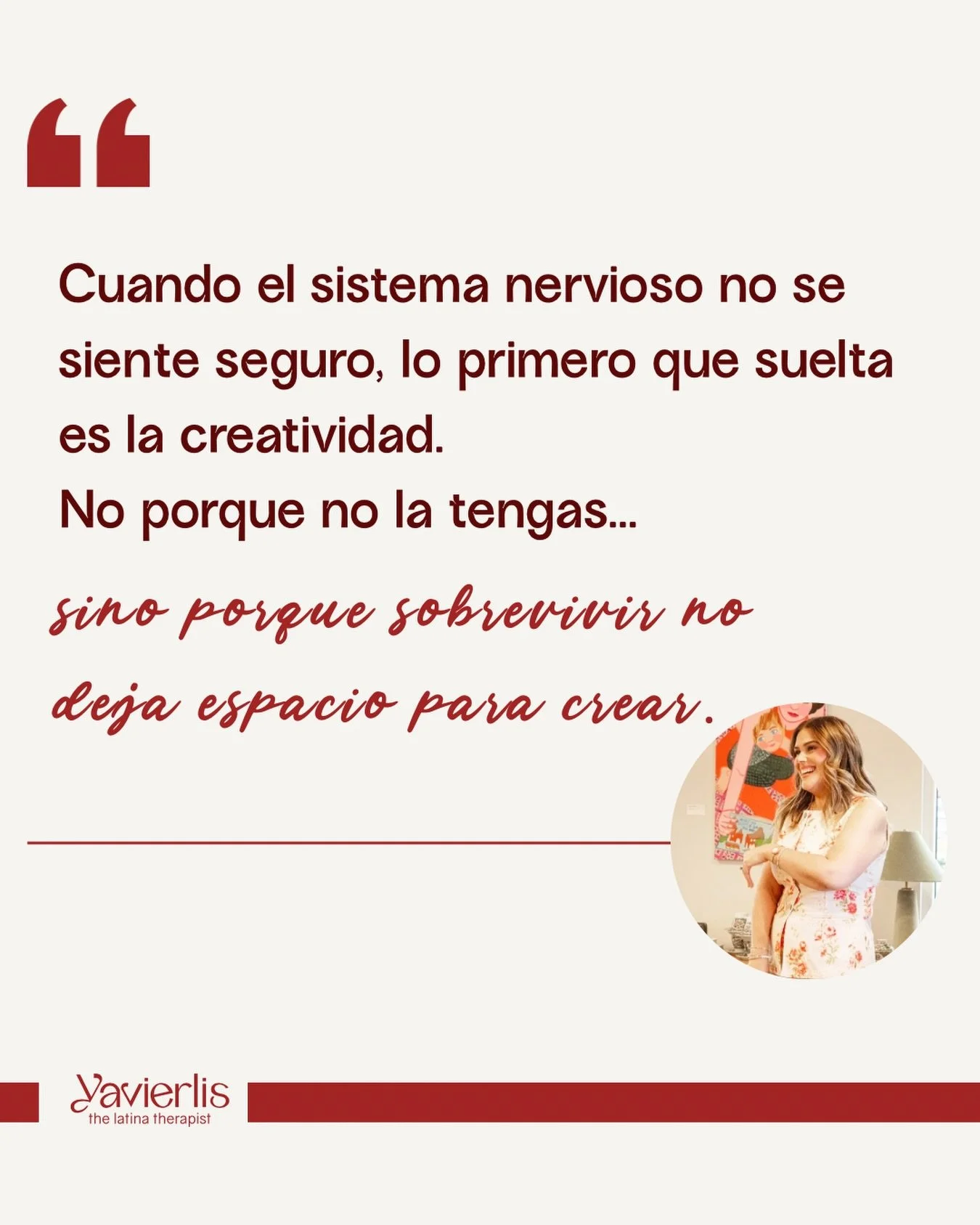 &iquest;Alguna vez has dicho &ldquo;yo no soy creativa&rdquo;?

Yo lo dije por a&ntilde;os, con total convicci&oacute;n.
Hasta que entend&iacute; que no era verdad era mi sistema nervioso haciendo su trabajo.

Hoy en la newsletter hablo de c&oacute;m