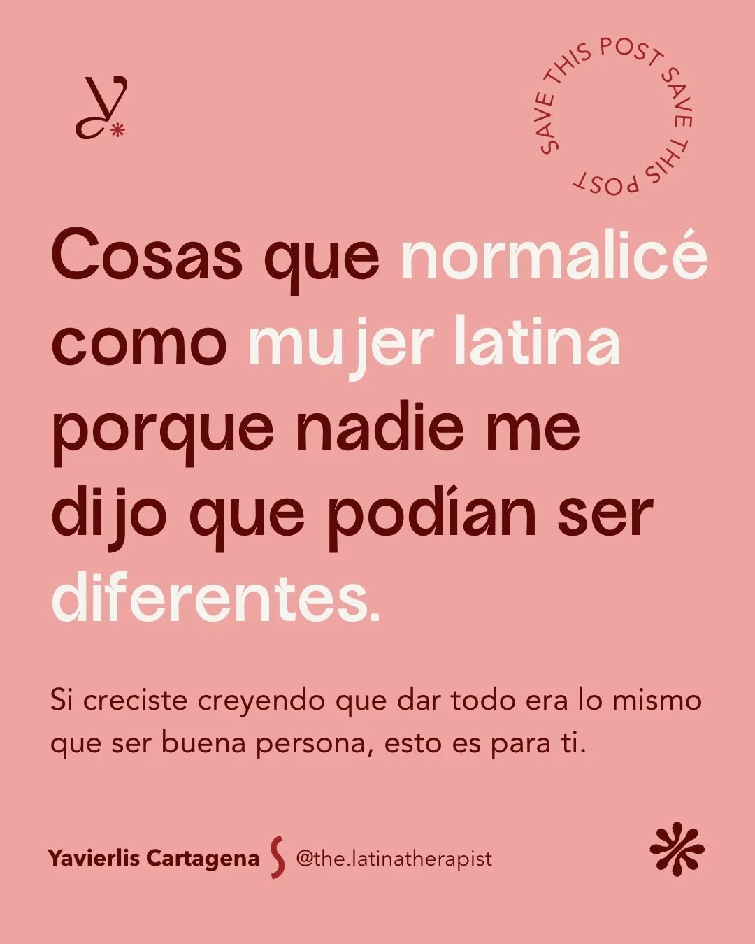 Por mucho tiempo cre&iacute; que as&iacute; era la vida para nosotras. 

Que dar todo, callar lo que sent&iacute;as y poner a los dem&aacute;s primero era simplemente lo que hac&iacute;an las mujeres buenas.

Nadie me dijo que esos mensajes ten&iacut