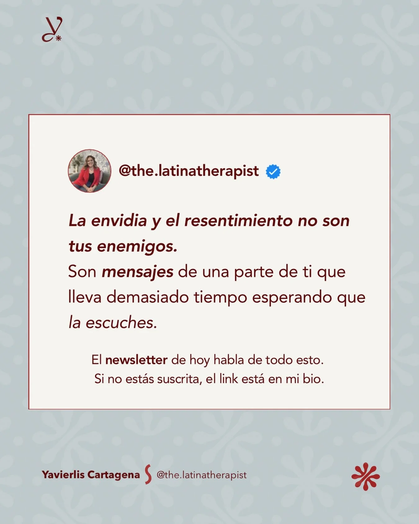 La envidia y el resentimiento no son defectos de car&aacute;cter.

Son dos emociones que nadie nos ense&ntilde;&oacute; a entender porque nadie nos las explic&oacute; sin juicio.
Crecimos viendo a nuestras mam&aacute;s y abuelas decir &ldquo;aqu&iacu