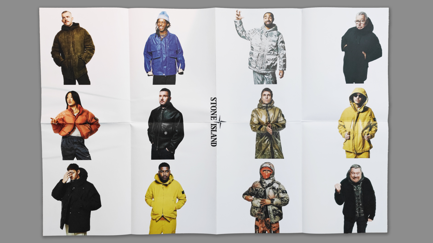 Photographs of people wearing Stone Island Jackets from a 2024 Advertising Campaign.