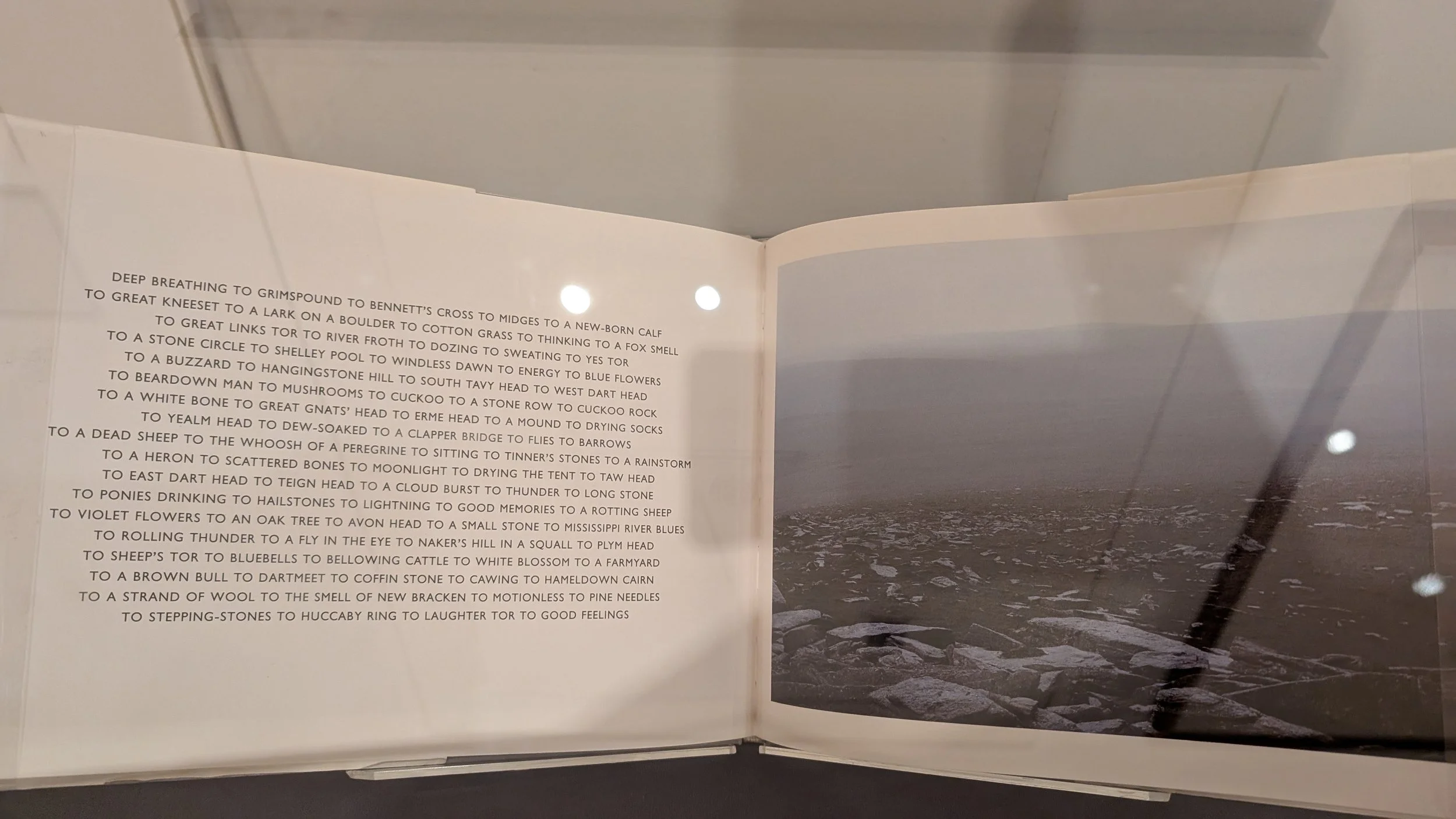 Exhibit from RAMM Exeter exhibition Dartmoor: A Radical Landscape of a book from Richard Long named Two Walks.
