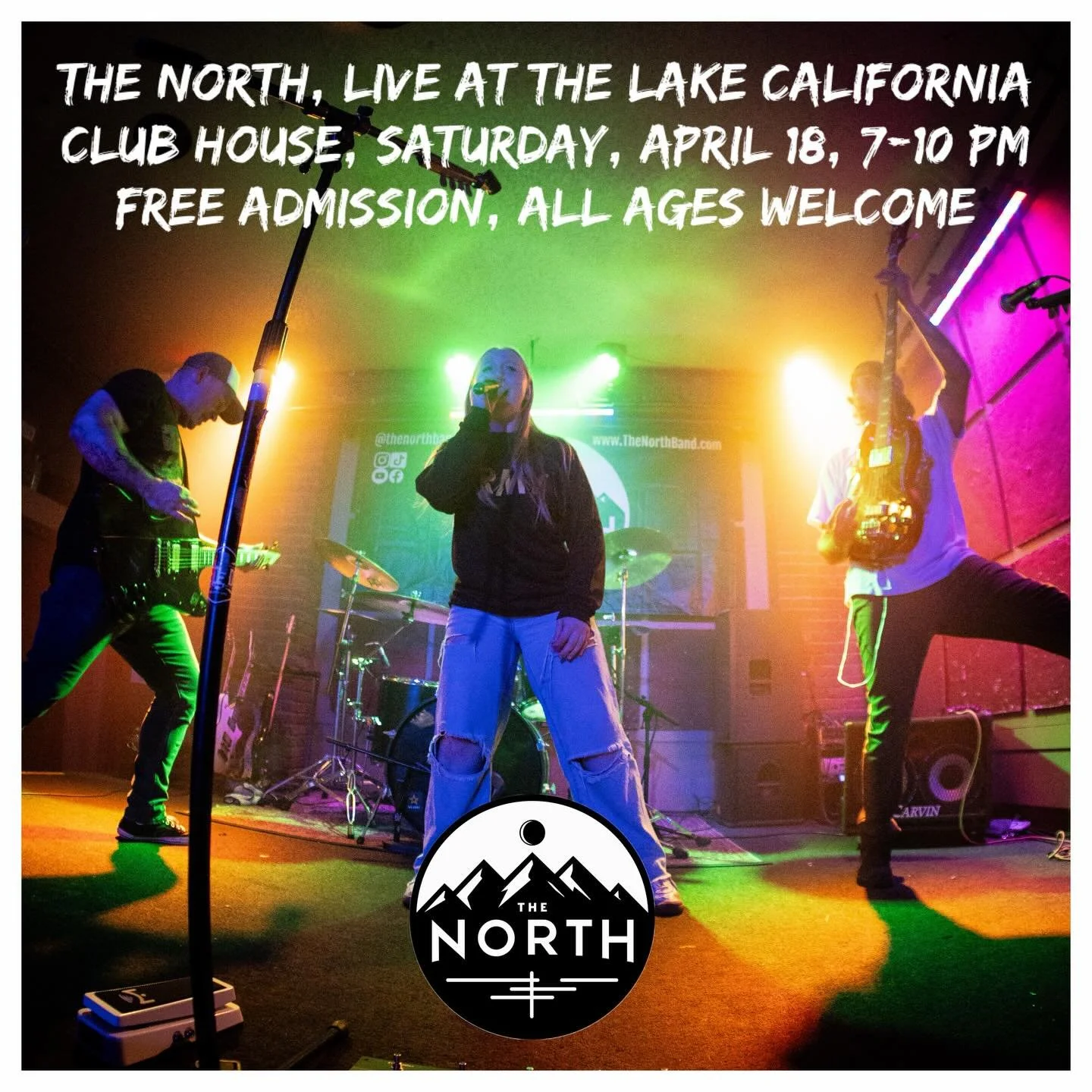 Big show coming to the lake club on Saturday April 18!!!! &ldquo;The North&rdquo; will be performing from 7-10pm&hellip;. Playing rock hits from the classics (AC/DC, Metallica) to the 2000s pop punk (blink 182, yellowcard), some hard stuff, some soft