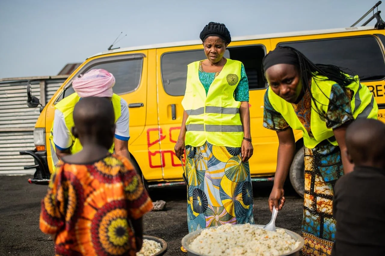 Emergency food relief distribution in the Democratic Republic of the Congo.