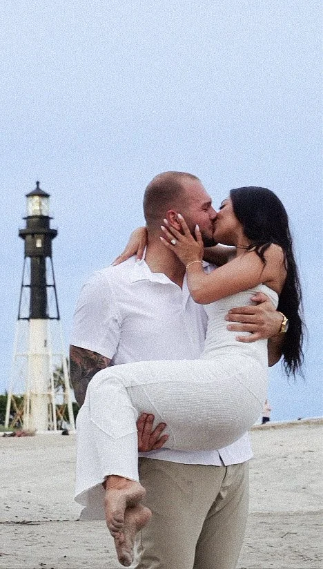 Couple beach engagement