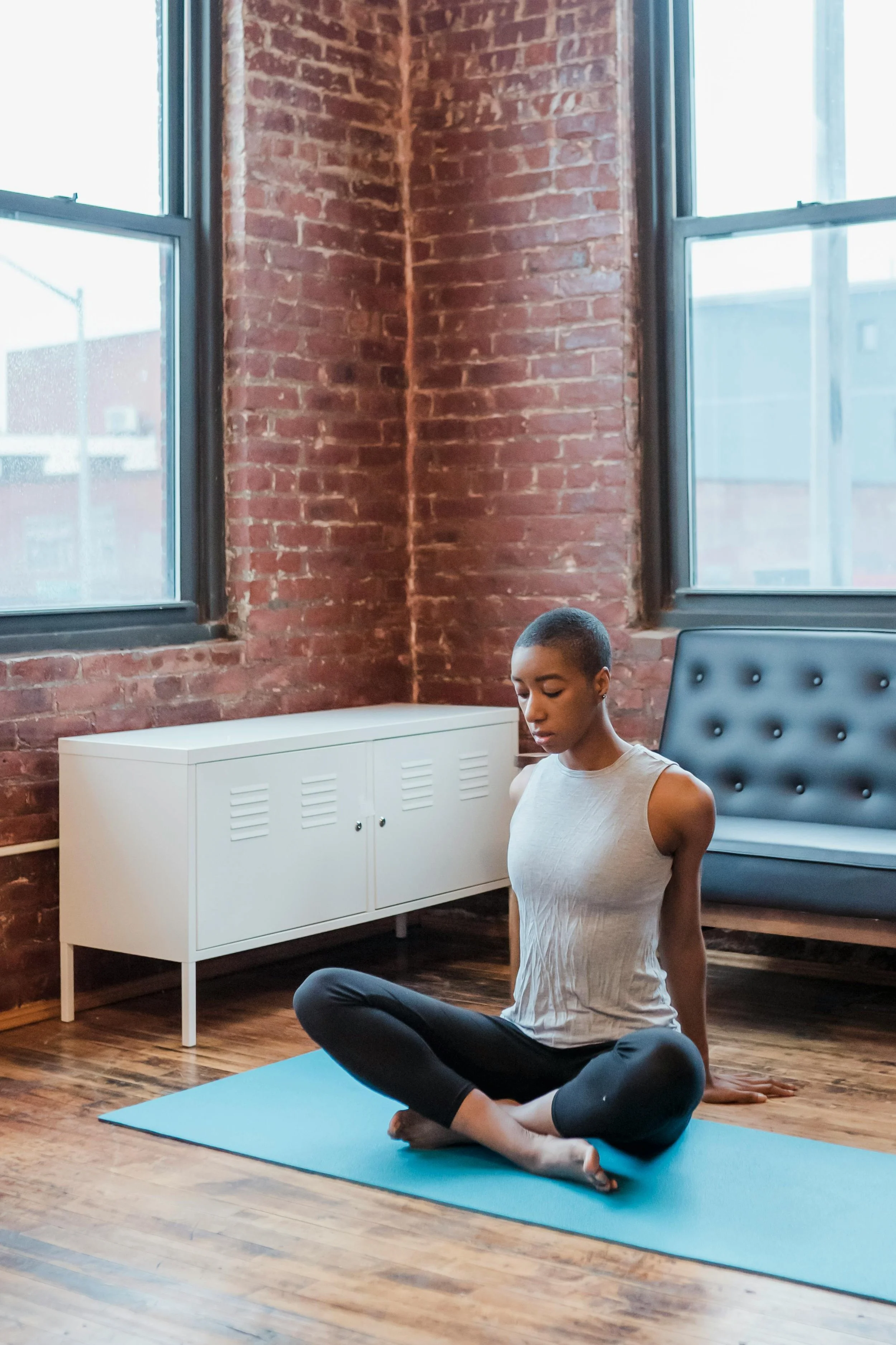 Trauma-informed yoga and Ahimsa principle practice for women leaders in Chevy Chase, Maryland to regulate nervous system.