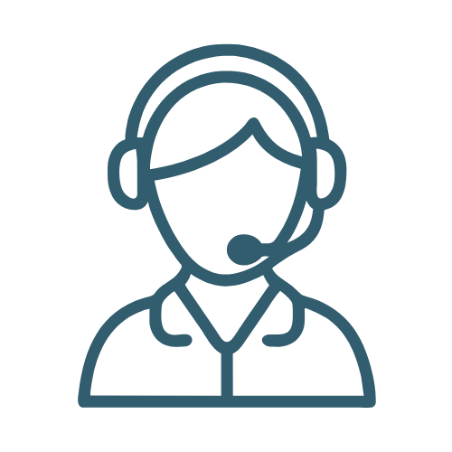 Outline of a customer service representative wearing a headset.