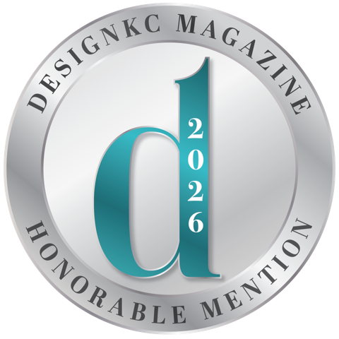 DesignKC Awards 2026 Honorable Mention badge for kitchen design under 300 square feet in Kansas City