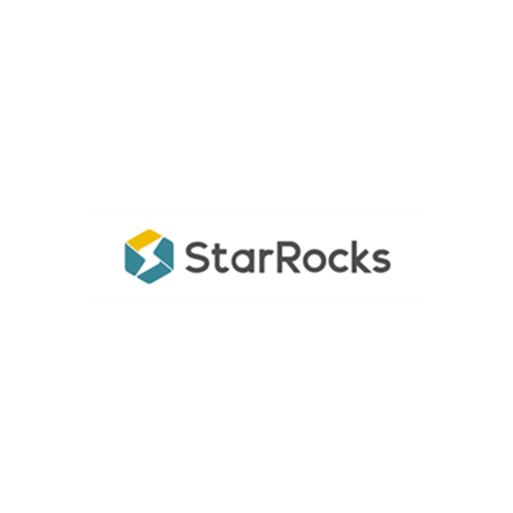 StarRocks logo with text on a black background.