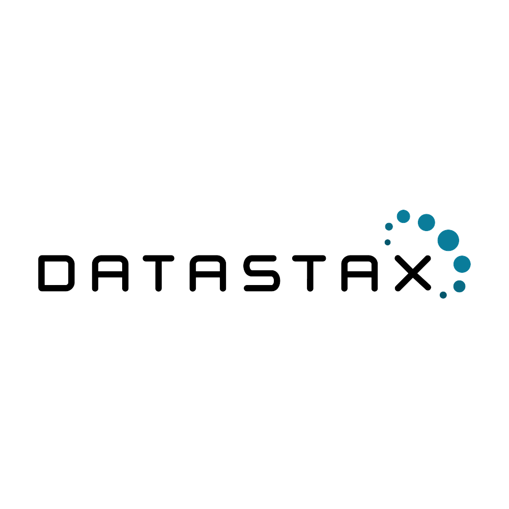 Logo of DataStax with the company name and a pattern of blue dots forming a curve.
