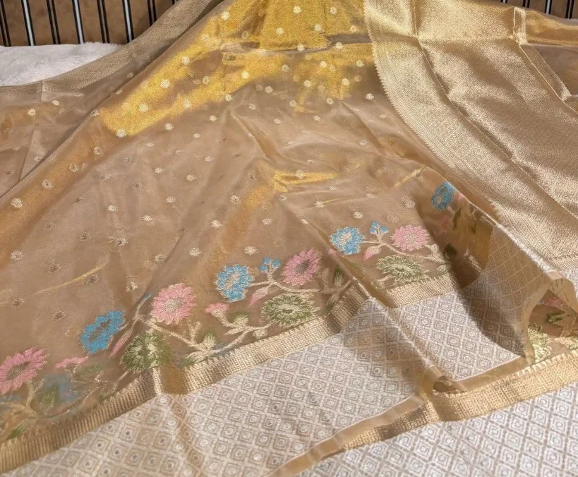 Beautiful Soft Tissue Silk Sarees. All Sarees come with Blouse tailored to your measurements. Ready to wear option also available.

DM or WhatsApp for Price