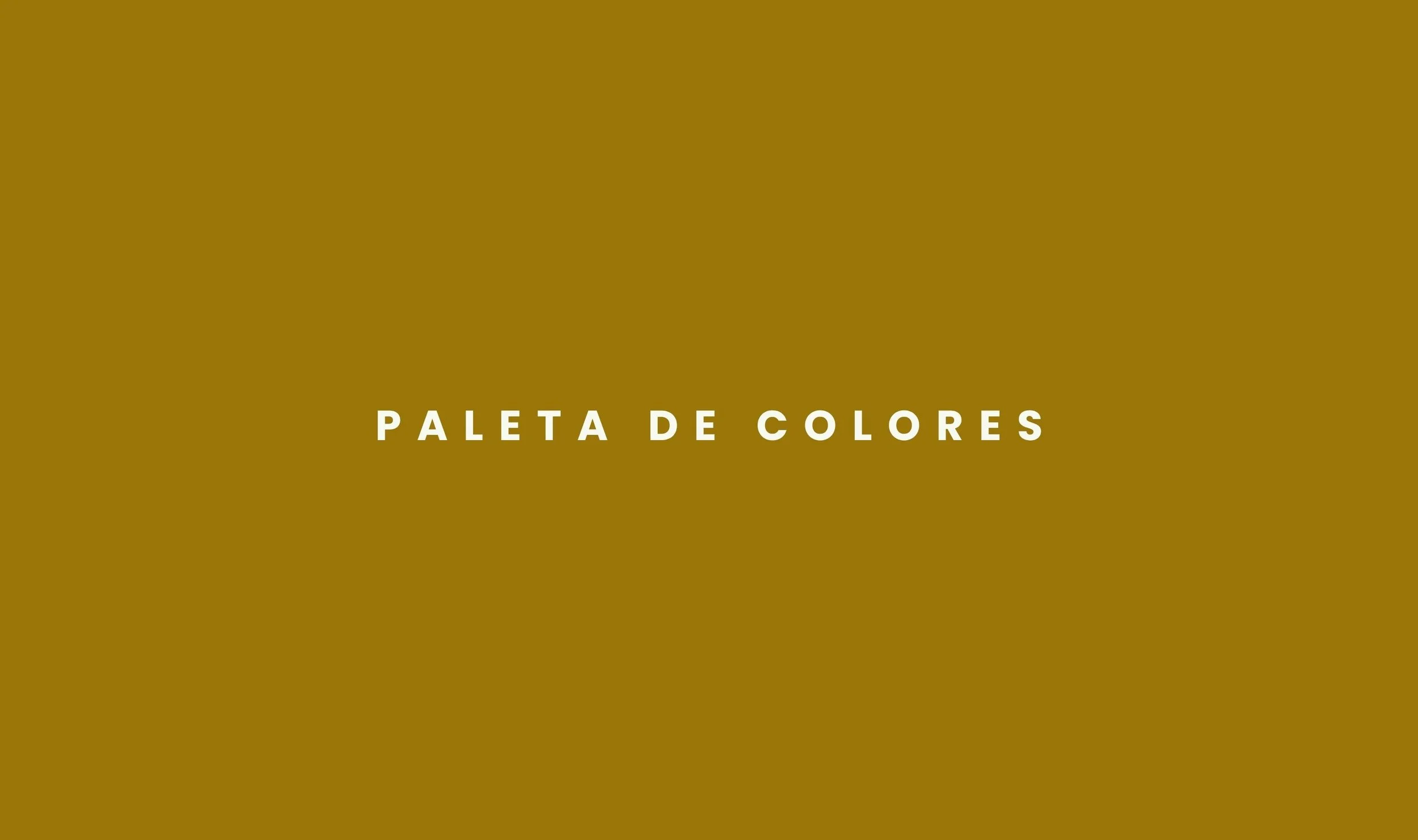 Pantalla con el texto 'Paleta de colores' en letras blancas sobre fondo color oro.