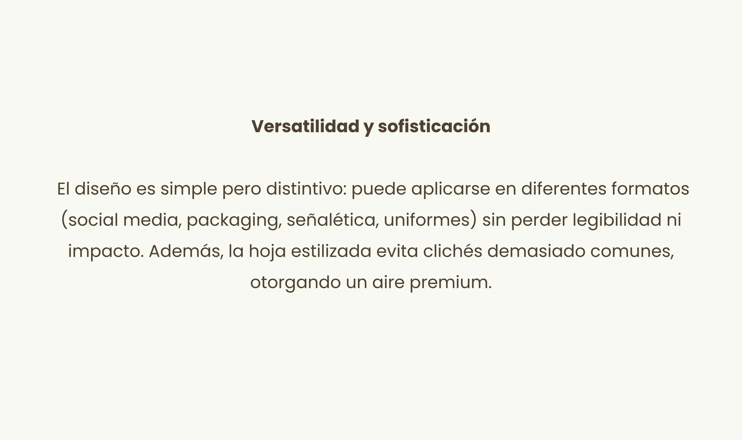 Página de presentación con texto en español sobre diseño y versatilidad en diferentes formatos, fondo claro y tipografía en negrita.